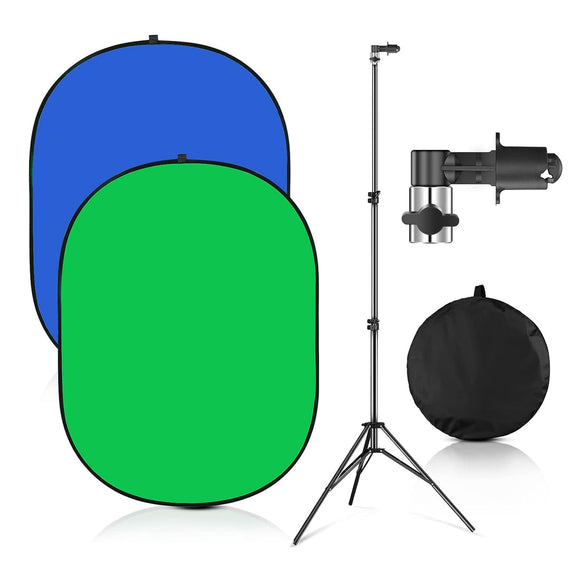 Portable Green Screen Backdrop with Stand,Foldable 5x7ft Chromakey Blue&Green Screen 2 in 1 Pop Up Collapsible Backdrop for Photo and Video Shooting,Gaming (Green & Blue)